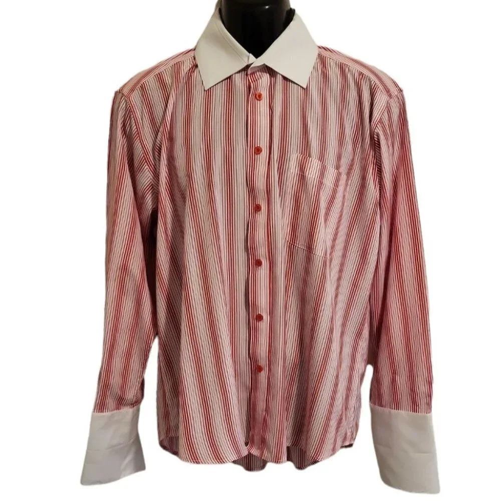 Bruno Conte Men's Button-Up Collar Long Sleeve Shirt (size 16 1/2)